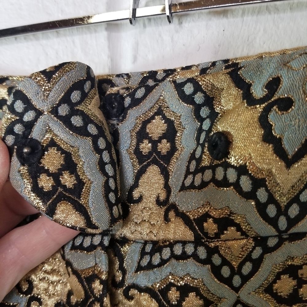 Vtg 70s metallic lurex mosaic trousers pants - Picture 10 of 11